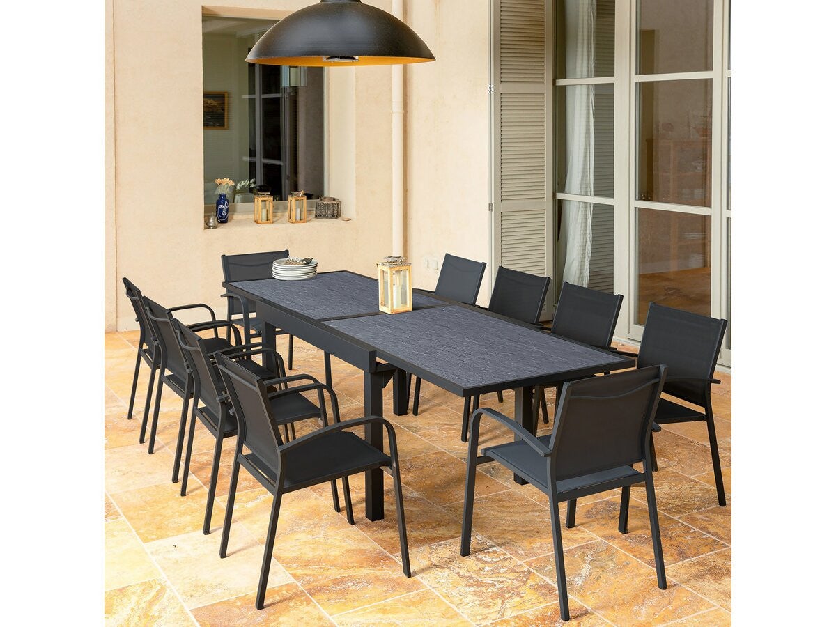 Table à manger de jardin rectangulaire en Aluminium Noir 12 places - 2