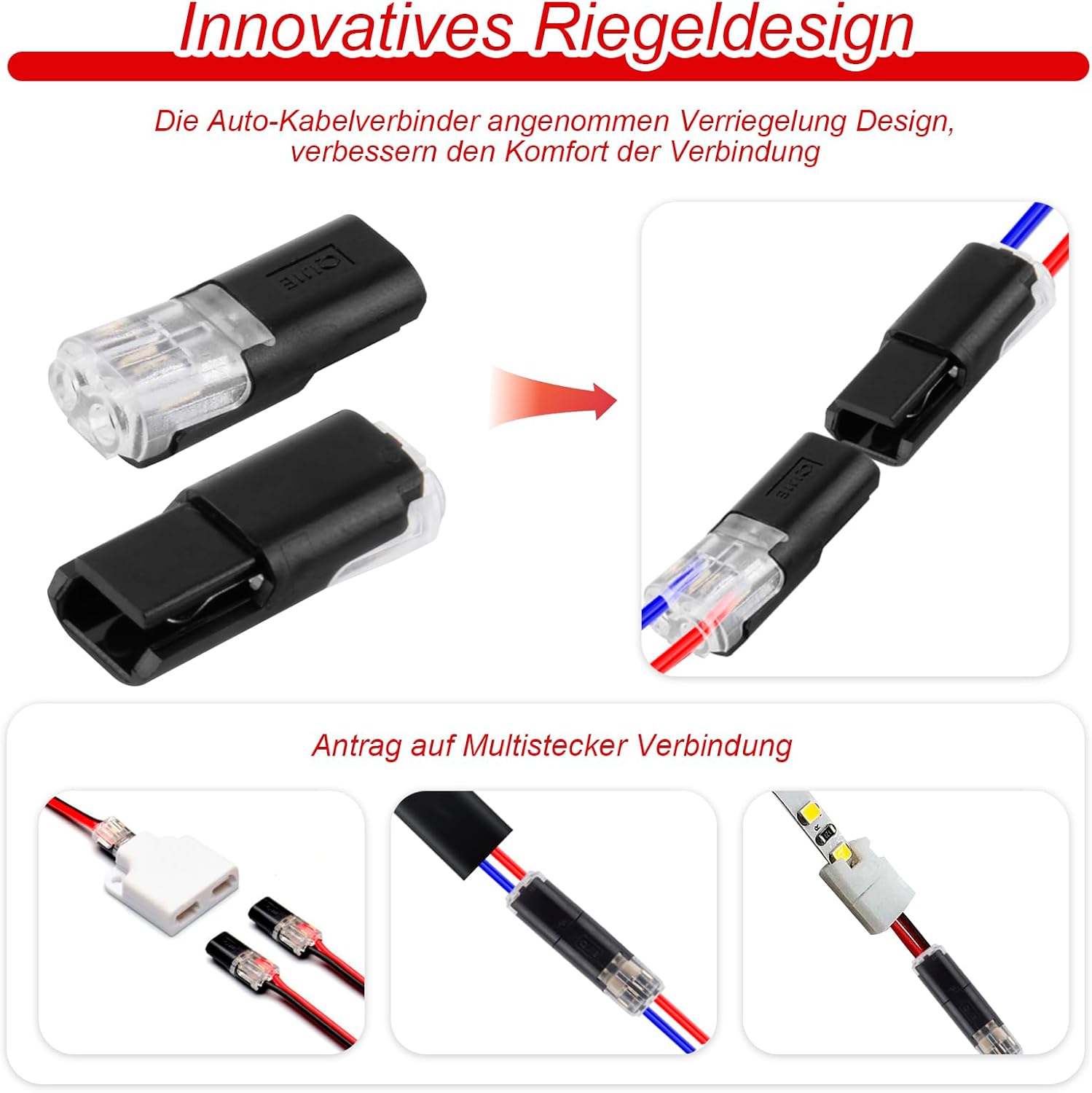 Lot de 12 connecteurs de voiture à 2 broches Connecteurs étanches pratiques et rapides-Connecteur de câble à 2 broches - 4