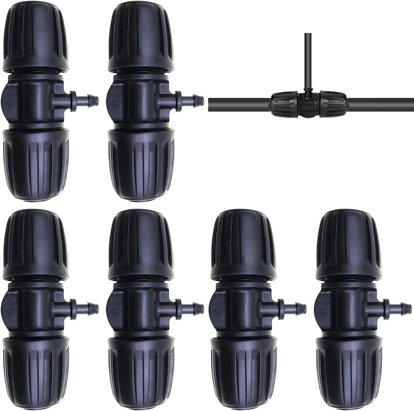 szt. złączy trójnikowych z kolcami do nawadniania kropelkowego, złączka do nawadniania 1/2 cala, trójnik redukcyjny z kolcami i blokadą