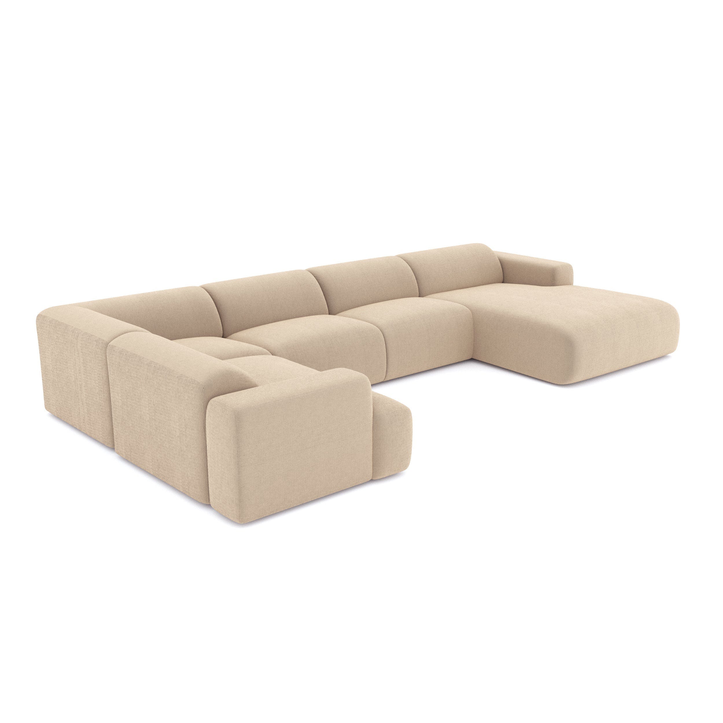Canapé panoramique droit Myra Velours côtelé Beige | Leroy Merlin