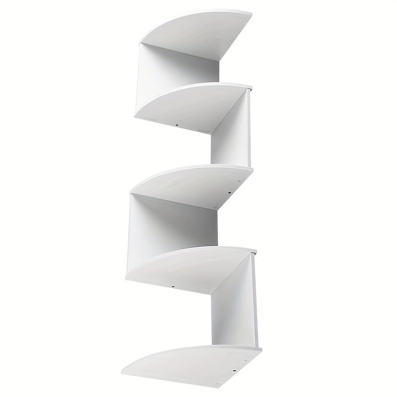 AULEDIO Étagère d'angle murale à 5 niveaux, étagère de rangement arquée gain de place, organisateur d'angle moderne, étagère de rangement robuste - 2