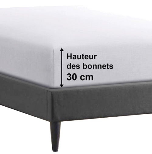 Drap-housse 100% coton 57 Fils Vert tilleul - 80 x 200 cm - Bonnet 30 cm - 4