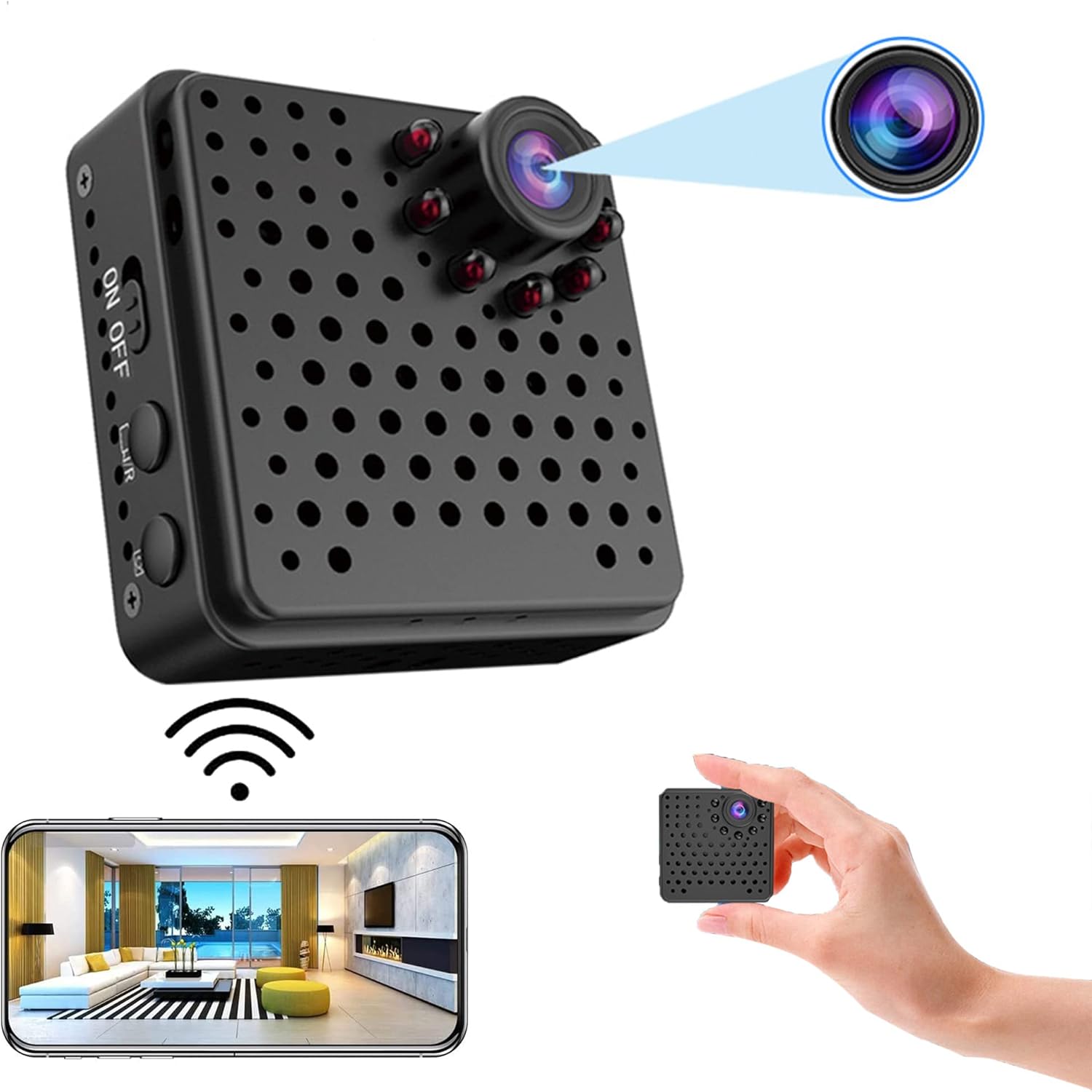 Mini Telecamera Spia Nascosta WiFi HD 1080P Per Interni/esterni, Senza Fili, Con Visione Notturna E Rilevamento Movimento, Ideale Per Casa, Bambini E Animali