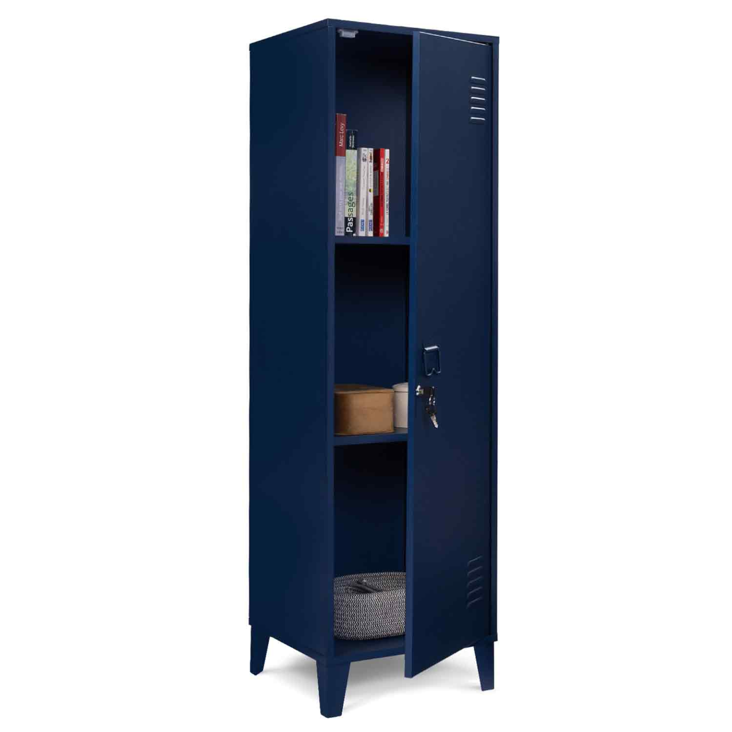 Armoire vestiaire ESTER 1 porte métal bleu foncé design industriel - 4
