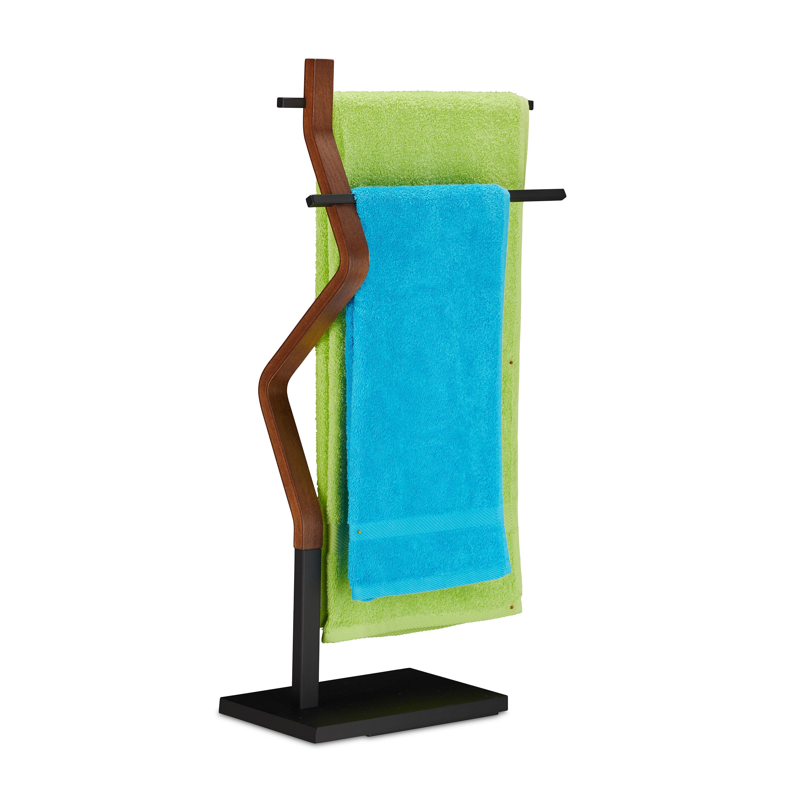 Porta Asciugamani Da Terra In Bambù Relaxdays - 3 Aste A Scaletta, H 82 X L 54 X P 24 Cm - Autoportante Per Bagno, Cucina