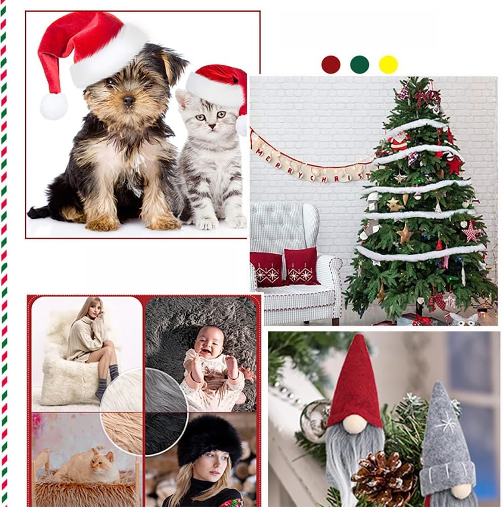 1* Tiras de tecido de pelúcia fofo de 1,5 m-Criação de barba de Pai Natal, decoração de árvore,grinaldas - Ideia de presente para as festas de inverno - 5