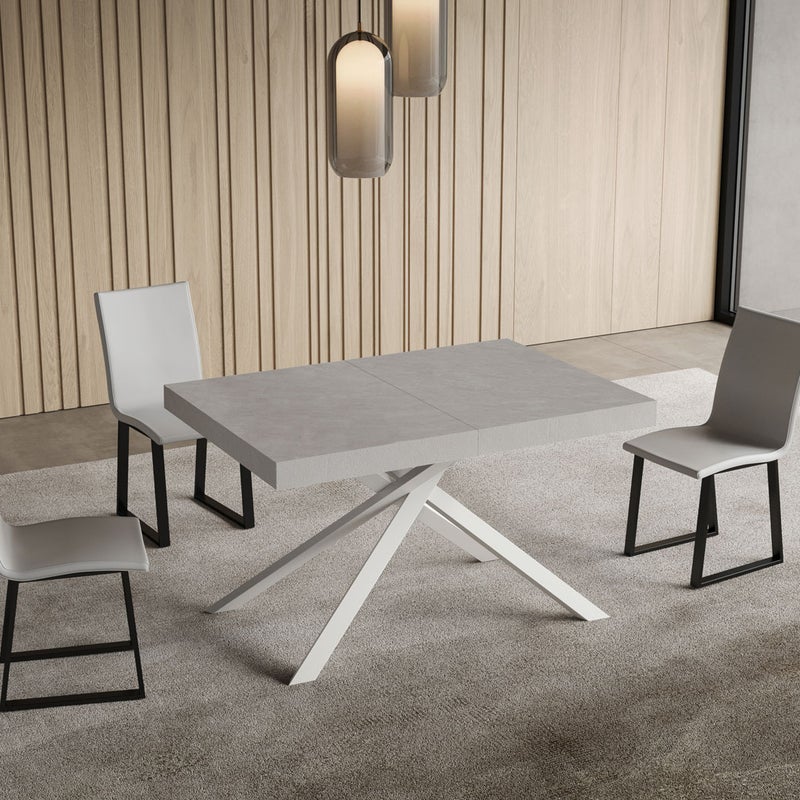 Stół rozkładany Niket kaszmirowy 140/244x90 cm z białymi nogami