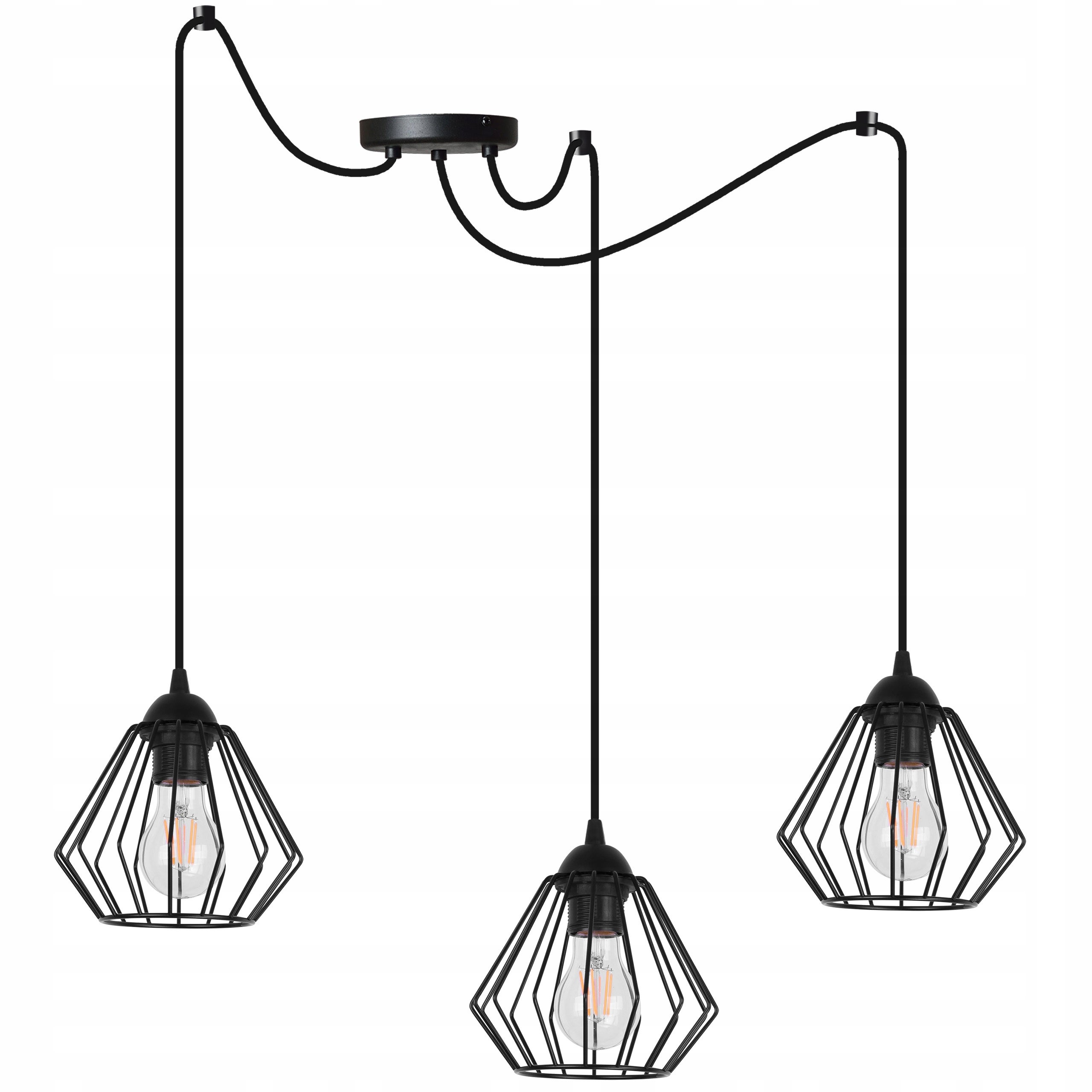 Lampa sufitowa wisząca Spider elegance 3xE27 abażur druciak czarny Light Home LH