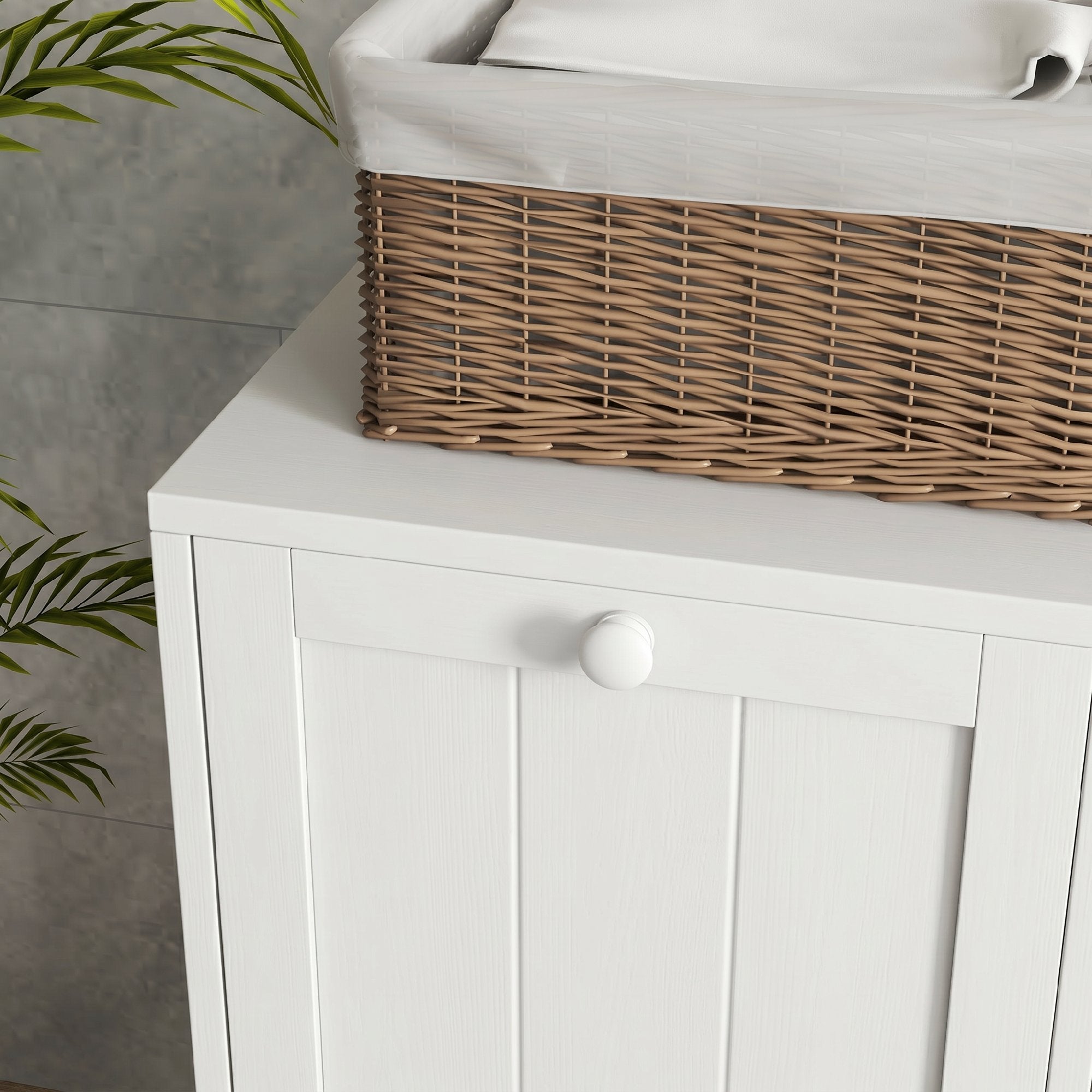 Meuble salle de bain avec panier à linge - kleankin - 2 portes et 2 paniers - bois - 66x33x68cm - blanc - 8