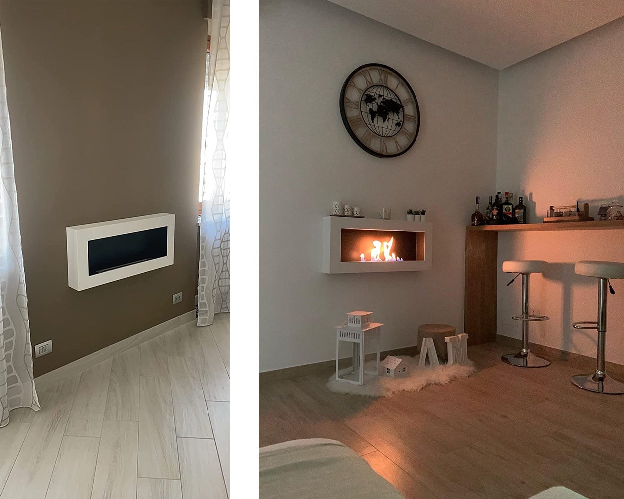 Camino a bioetanolo da parete BOX 90 cm con regolazione della fiamma per appartamento - 7
