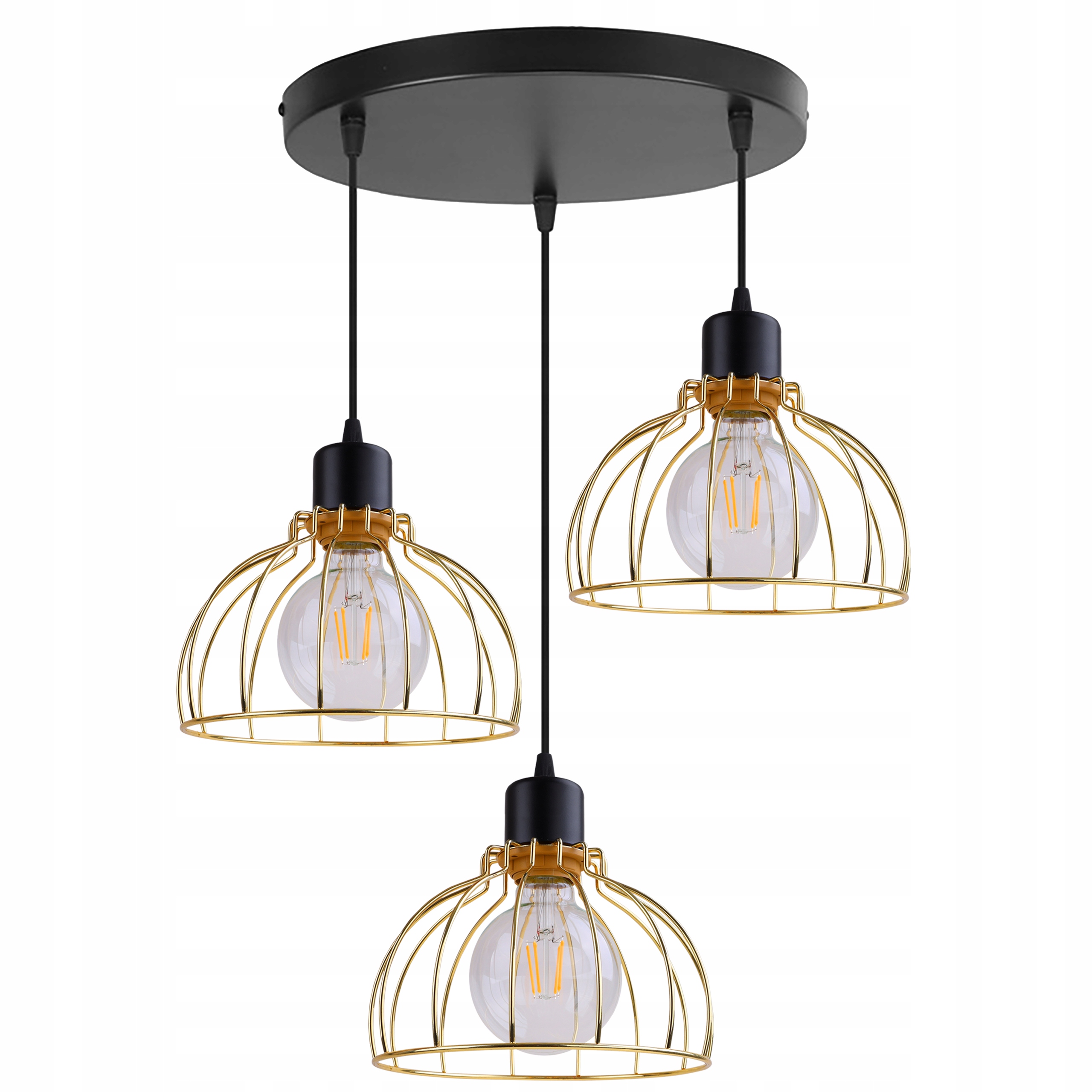 Lampa sufitowa wisząca Mobi moden 3xE27 abażur druciak złoty Light Home LH
