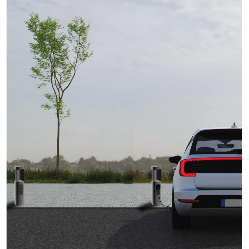 Borne Extérieure LED 50cm 7W Graphite Avec 2 Prises Zambelis E354 - Blanc chaud - 3000K - 4