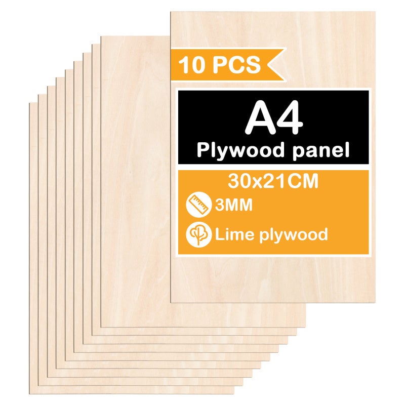 Płyta ze sklejki - Creative Deco - A4 - 10 sztuk - 300 x 210 x 3 mm - Pirografia, grawerowanie