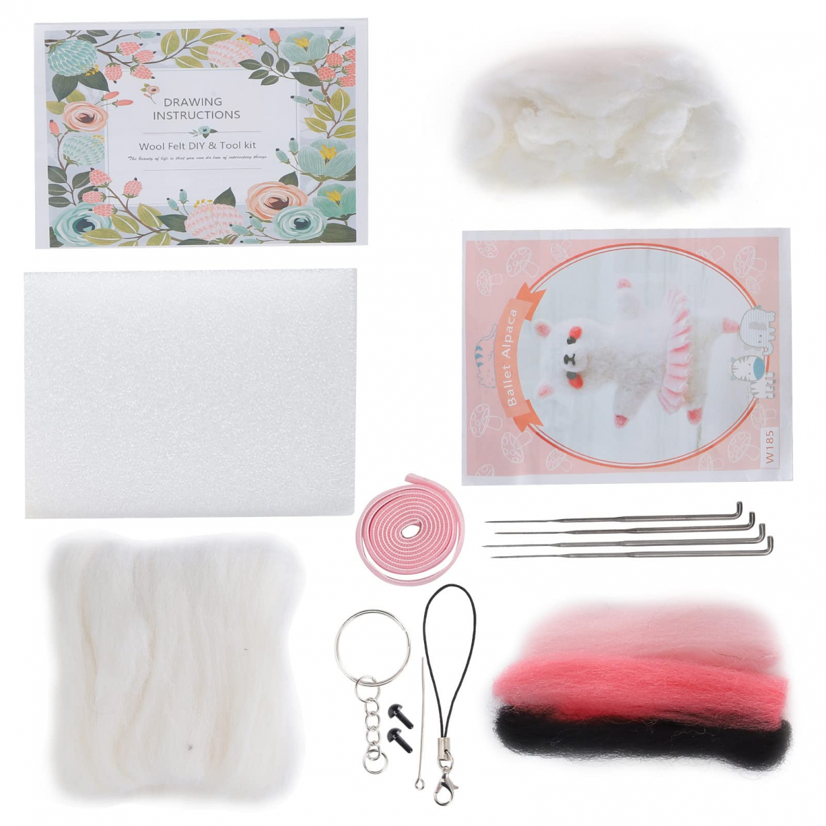 Kit de împâslire cu acul, lână, fibră chimică, jucărie DIY lucrată manual, meșteșuguri artistice pentru începători (bile de 185#