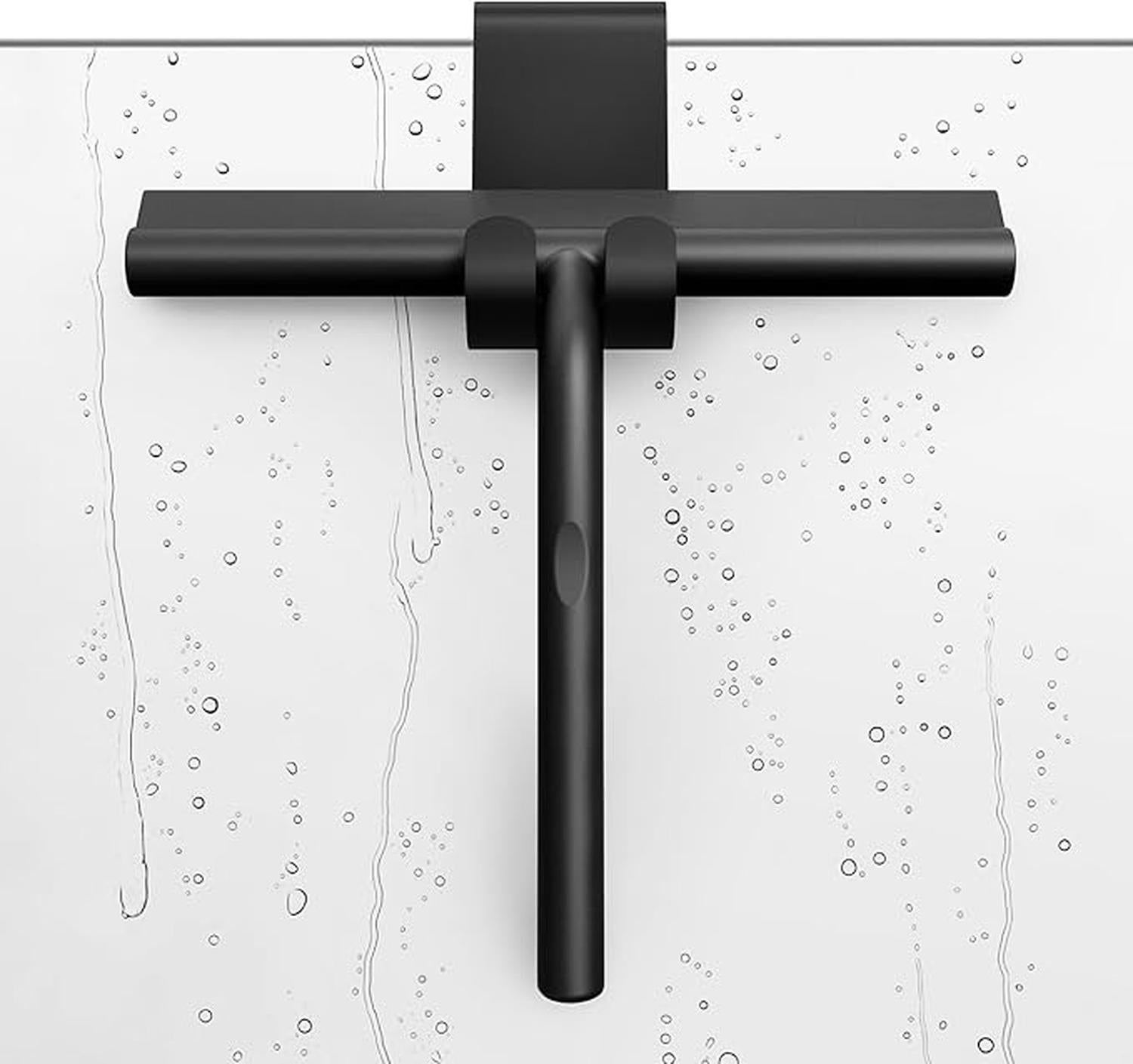 Radikor Raclette Douche Silicone Avec Noyau Acier Inoxydable Et Crochet - Noir
