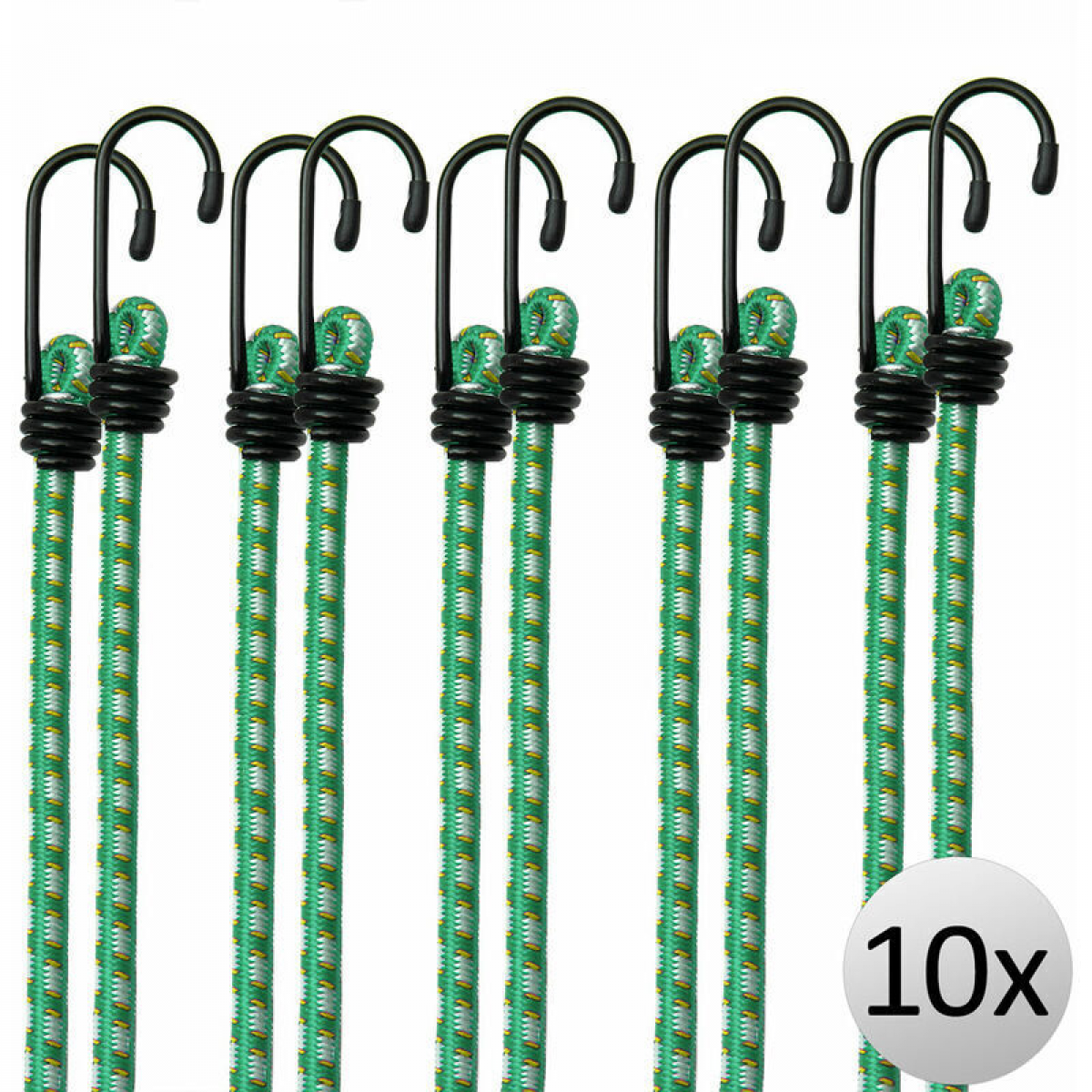 Deuba 2 Tendeurs Élastiques 80 Cm X 10 Mm – Caoutchouc Avec Mousquetons Aluminium, Charge 12 Kg