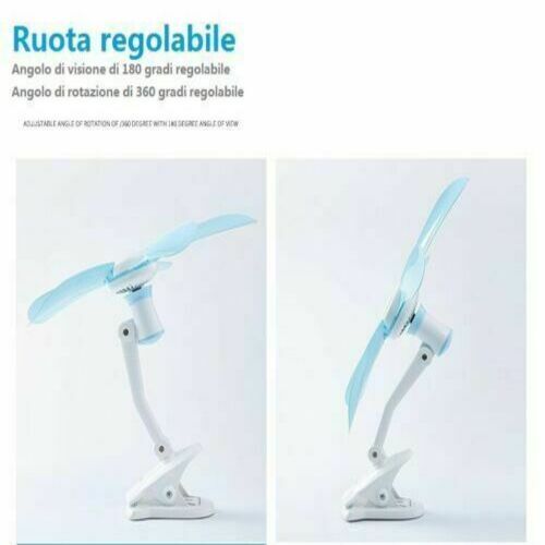 Ventilatore Da Tavolo AntDau71® - 5 Pale, Clip Snodabile, Alimentazione AC 220V, Bianco/Azzurro - Foto 3