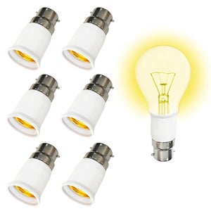 Adattatore Da B22 A E27, 6 Pezzi - Convertitore A Baionetta 0 250 V Per Lampadine A Led A Incandescenza E Alogene 97121436
