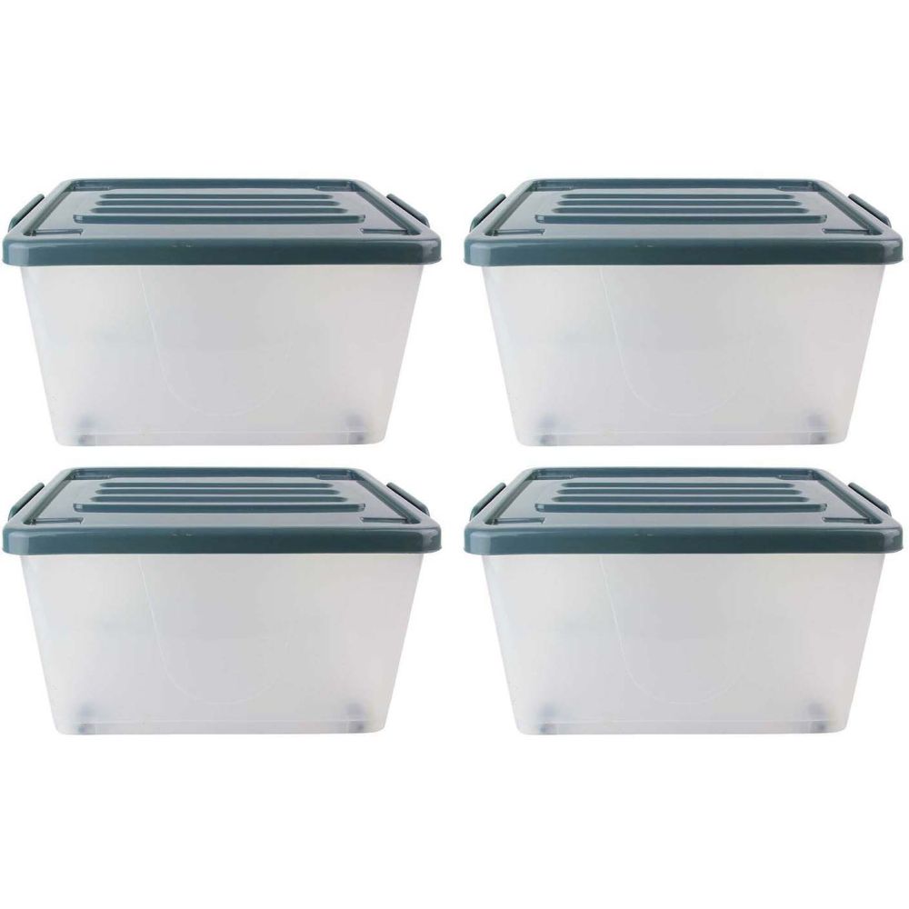 Boîte de Rangement - JE CHERCHE UNE IDEE - 60 L - Plastique - Sur Roulettes - Transparente - Grise - 4