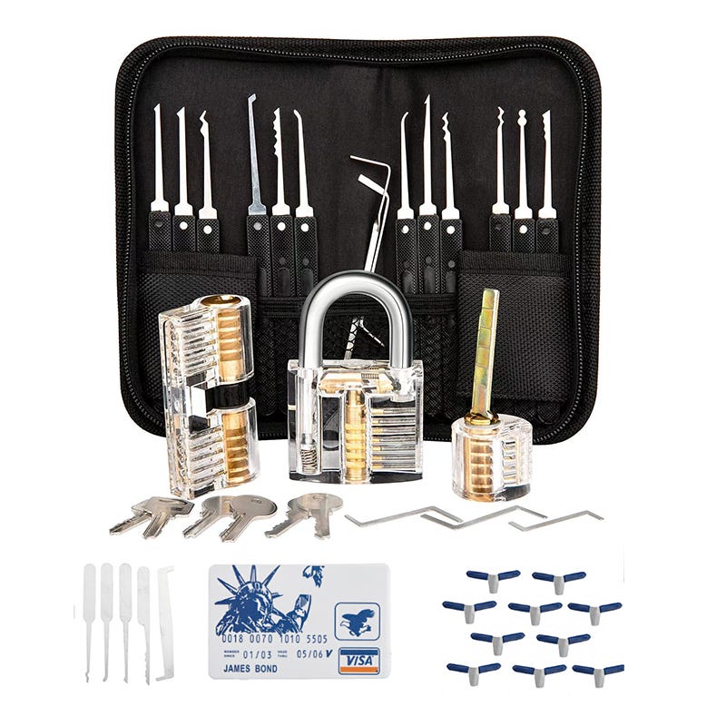 Kit Scasso Serrature Per Principianti - Set 5 Pezzi In Acciaio A Forma Di Carta Di Credito - Foto 5