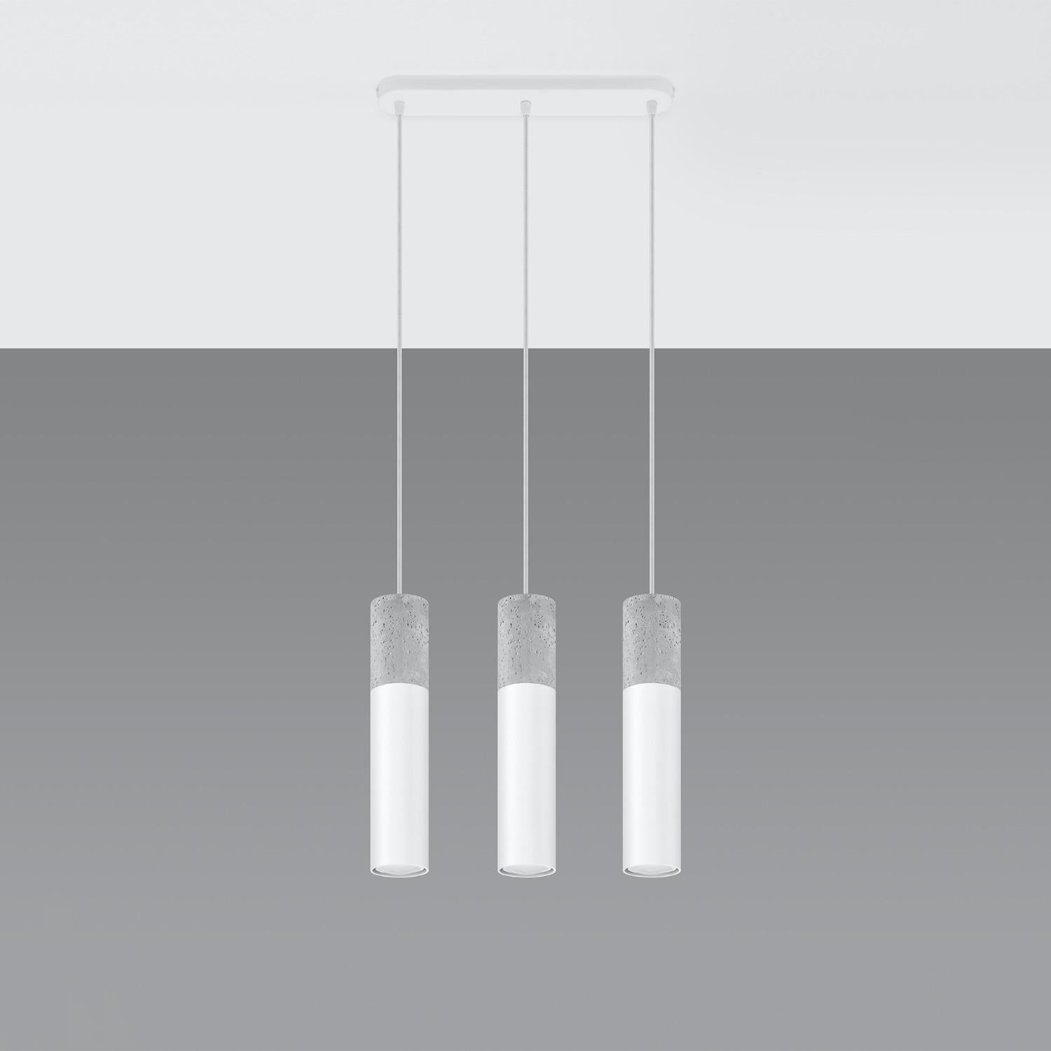 Lampa wisząca Borgio biało-szara 3xGU10x40W wym: 100 x 40 x 40 cm beton architektoniczny Sollux Lighting