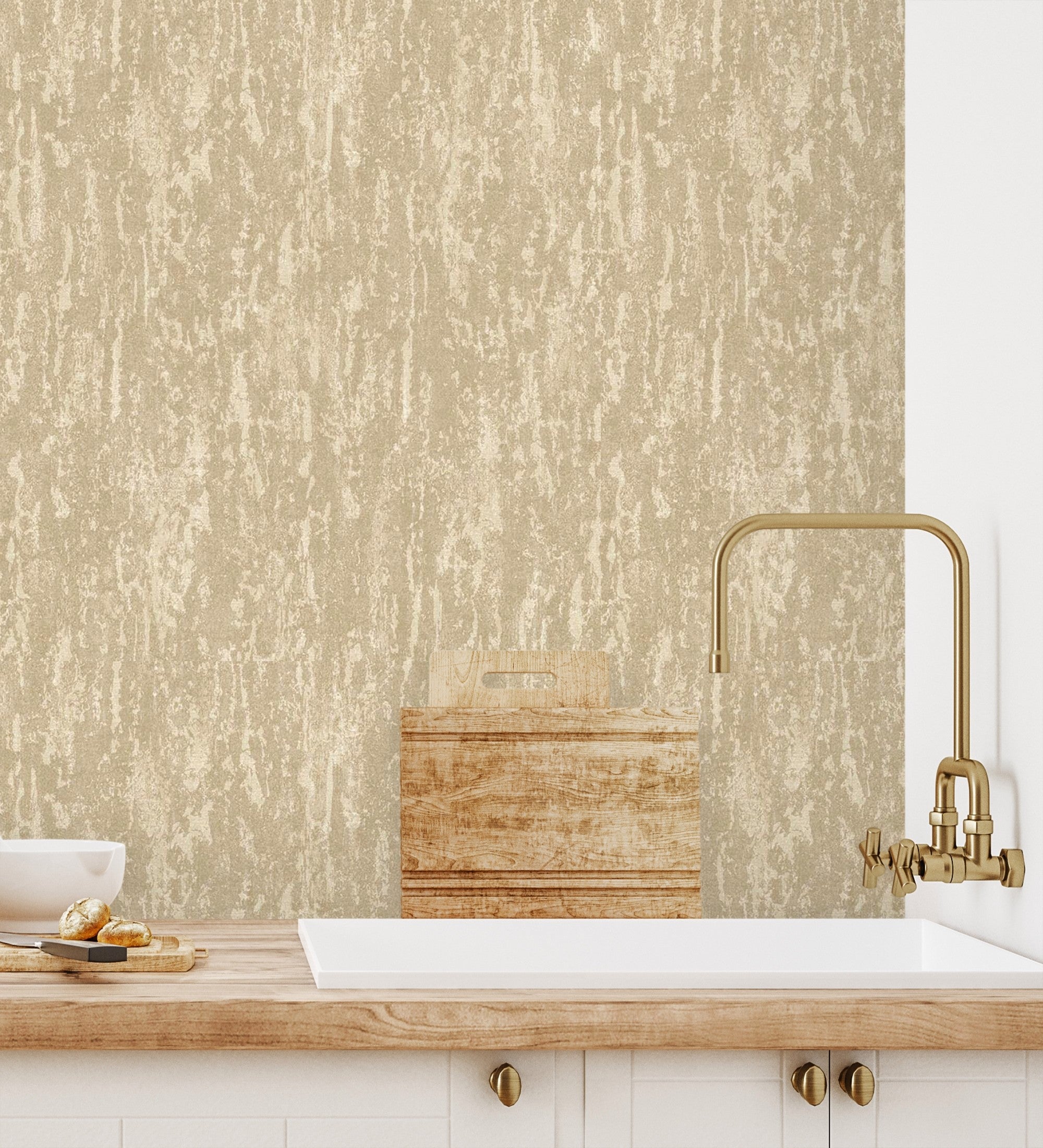 Papel pintado vinílico imitando al estuco con textura de tela en relieve - hermitage texture 681133 de gaulan - rollo de 10 m x 1,06 m