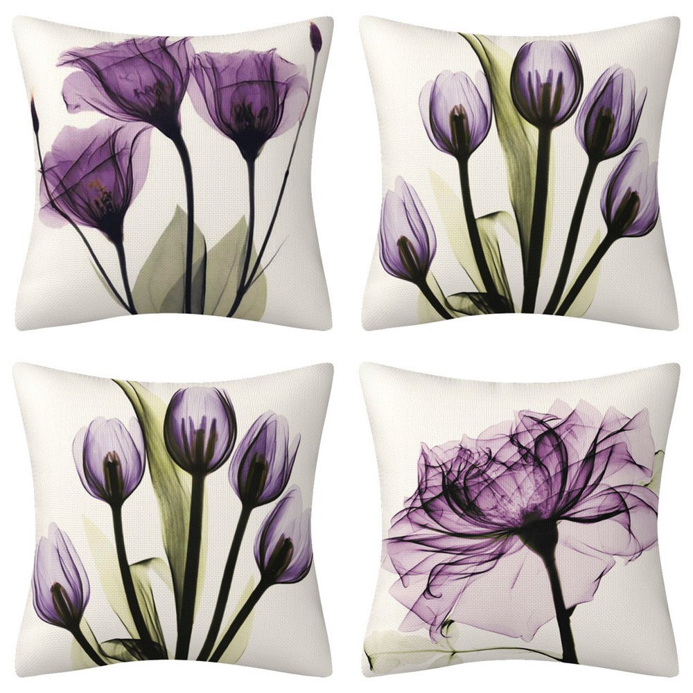 Lot De 4 Housse Coussin 45x45 Florale Peinture à L'aquarelle Housses De Coussin Décoratives En Coton Lin Taie Oreiller De Canapé Housse De Coussincarr | Leroy Merlin