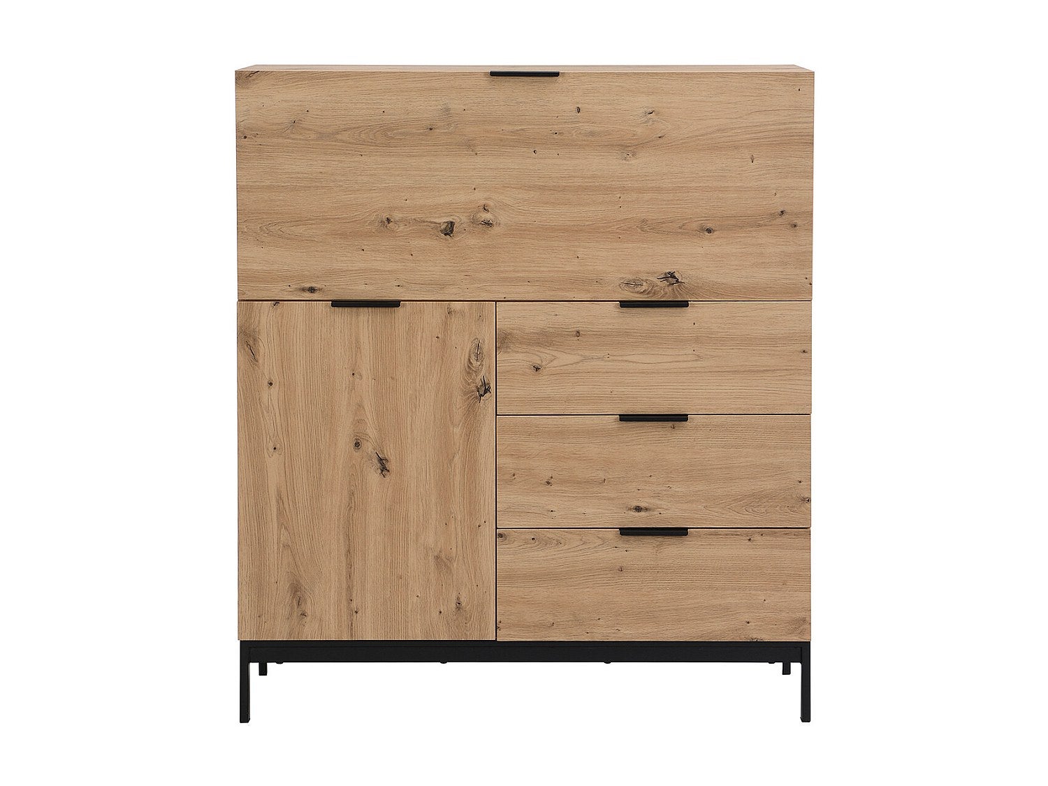 Secrétaire avec 2 portes et 3 tiroirs - MDF et métal - Coloris : Naturel - ERWIN - 3