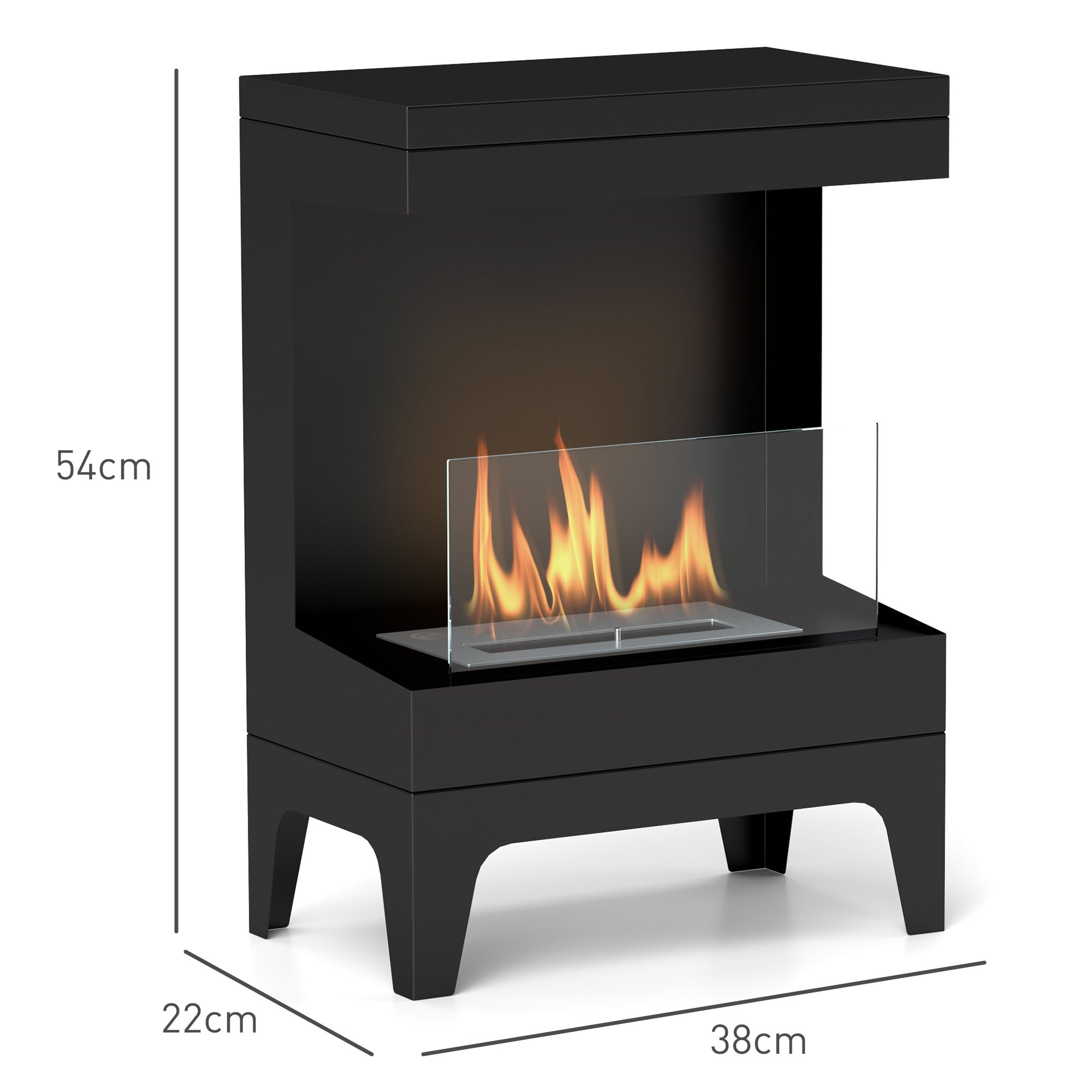 Chimenea de Bioetanol HOMCOM Acero Negro 38x22x54 cm - 4