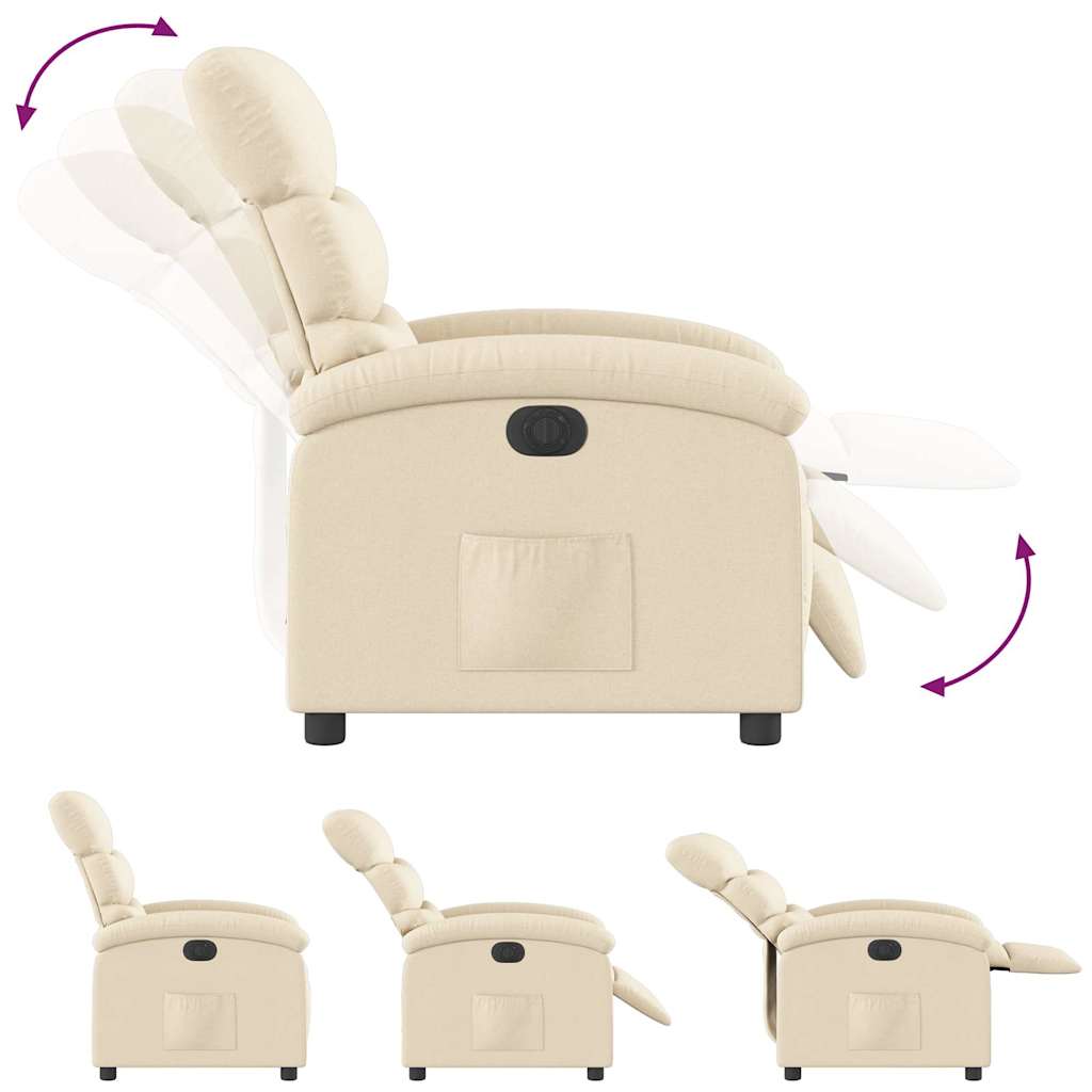 Fauteuil inclinable électrique Crème Tissu - 7