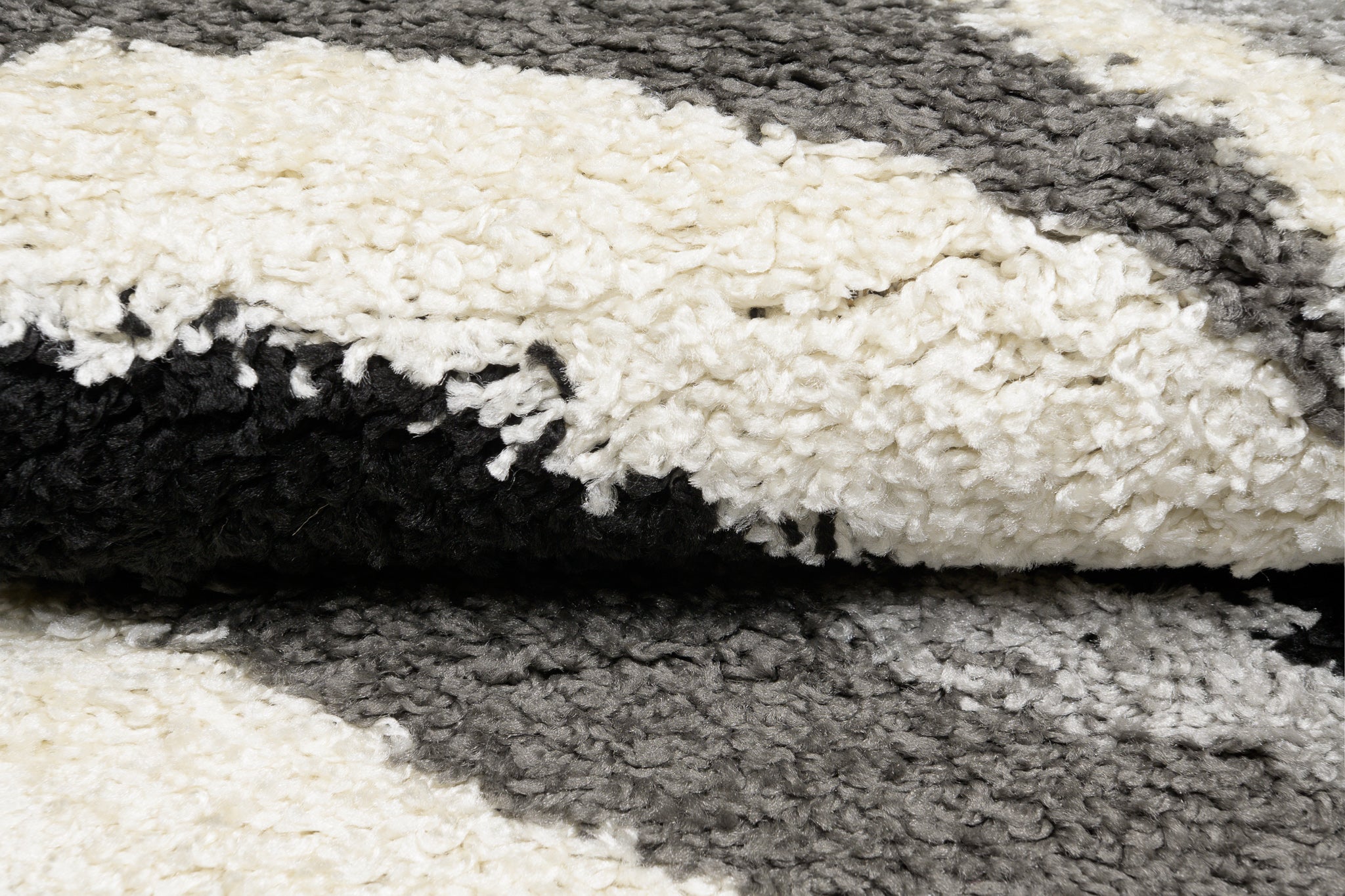 TAPISO Delhi Tapis de Salon Chambre Gris Noir Blanc Vagues Moelleux Shaggy Super Doux Poils Longs Epais 60 x 100 cm - 4