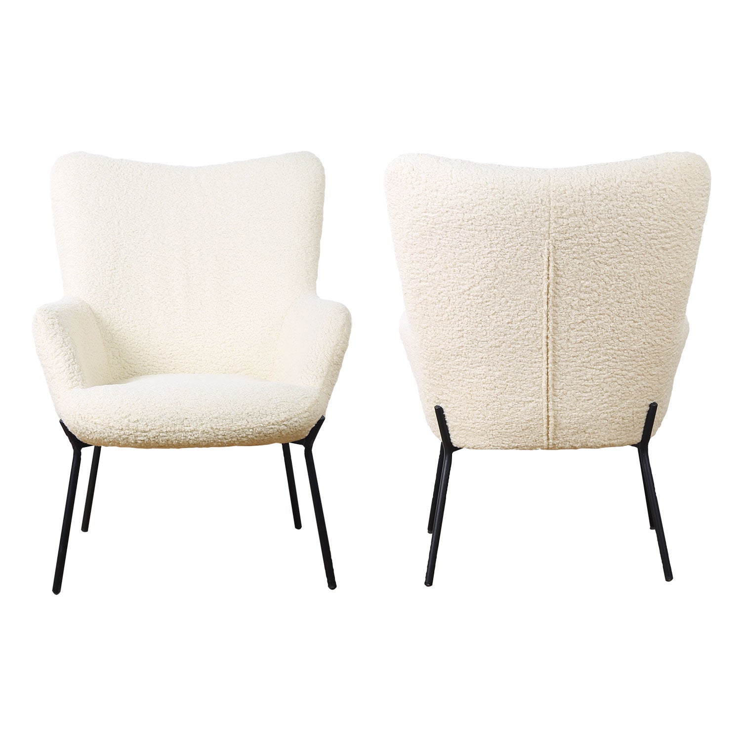 Fauteuil en tissu bouclette écru EIRA - 4