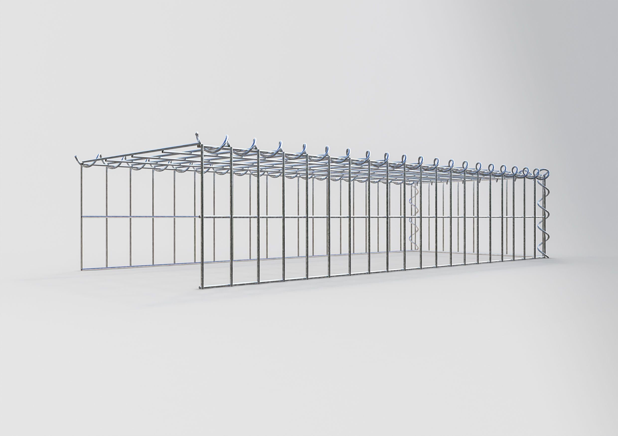 Gabiona - Gabbione per estensione e sovrapposizione, 100x20x40cm (LxHxP), maglia 5 x 10cm, senza griglia frontale o inferiore - 2