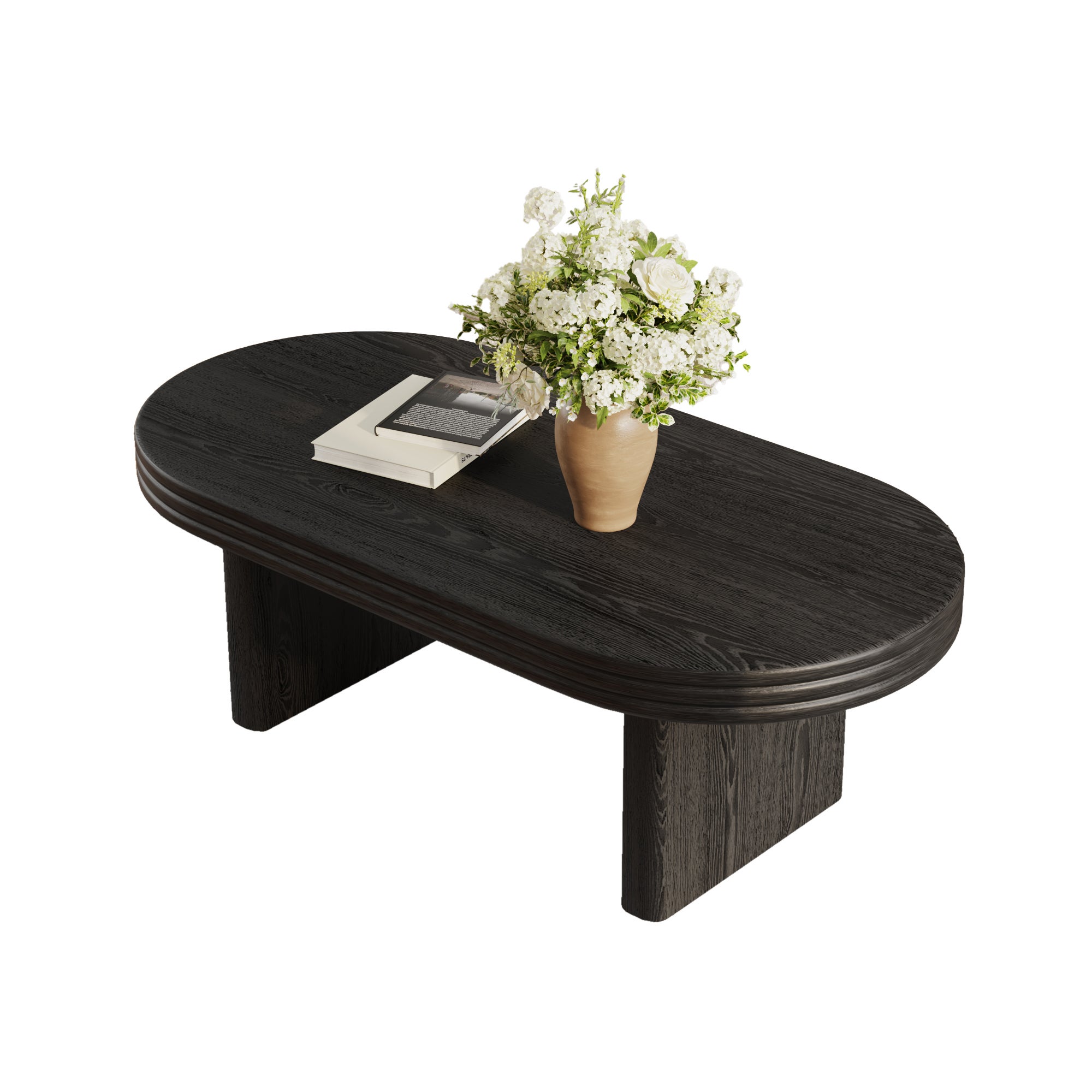 Table basse ovale encastrée de style moderne, 60 x 120 x 41,5 cm, MDF, noir - 9
