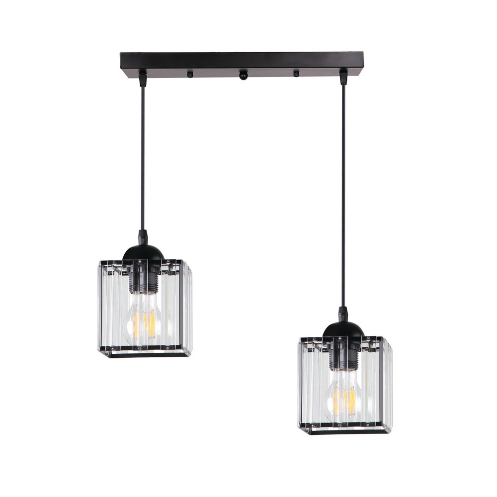 Lampa wisząca transparentne klosze Glassia czarna 2xE27x40W metal wym:90x46x12cm IP20 Candellux