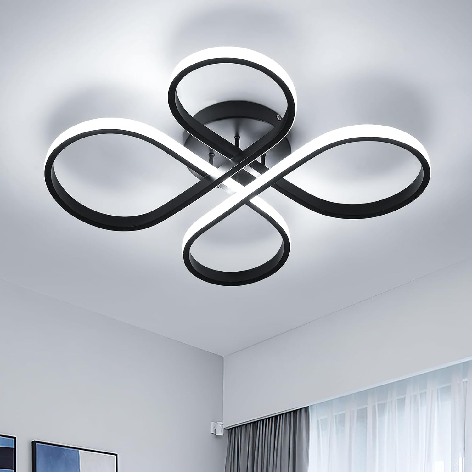 Plafonnier Led, 30W Lampe De Plafond Carré En Acrylique, Luminaire