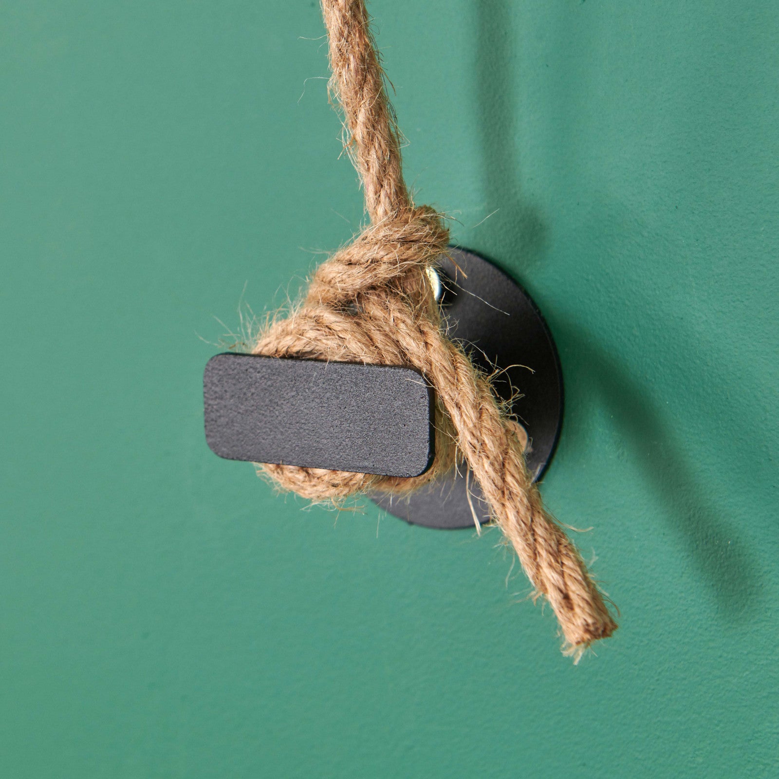 Penderie suspendue bois L100cm noir avec corde et poulie LANO - 5