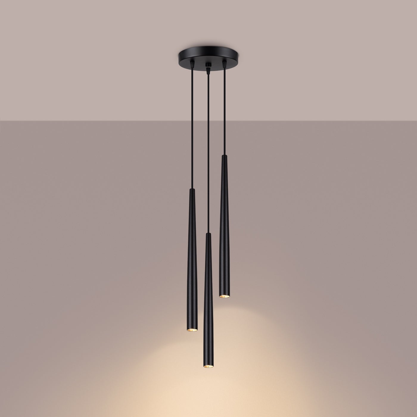 Lampa wisząca EUPHORA 3P czarna LED 3000K - 19.5x19.5x118cm Sollux