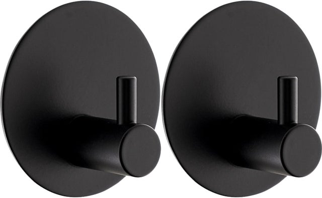 2 samoprzylepne haki ścienne, okrągłe haki ze stali nierdzewnej 304, haki na ręczniki, samoprzylepne haki do łazienki i kuchni (czarne)