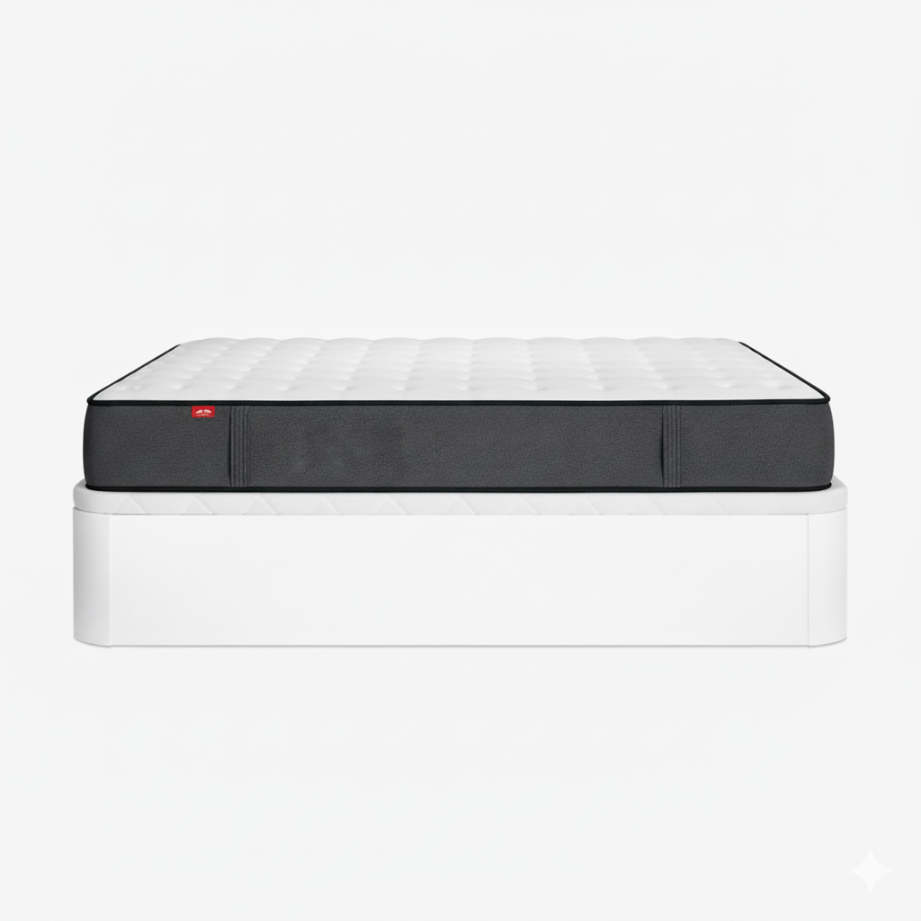 Pack Lit coffre en bois blanc + Matelas Hybride Altus 90x190 - 2
