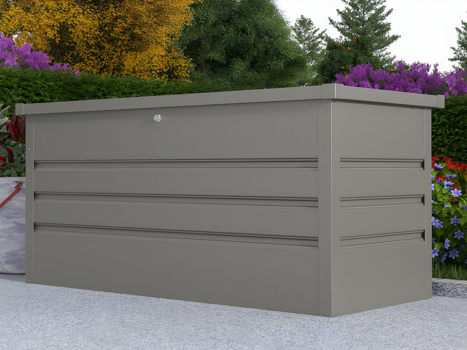 Skrzynia ogrodowa z szarej stali galwanizowanej TOMASO - pojemność 400 l