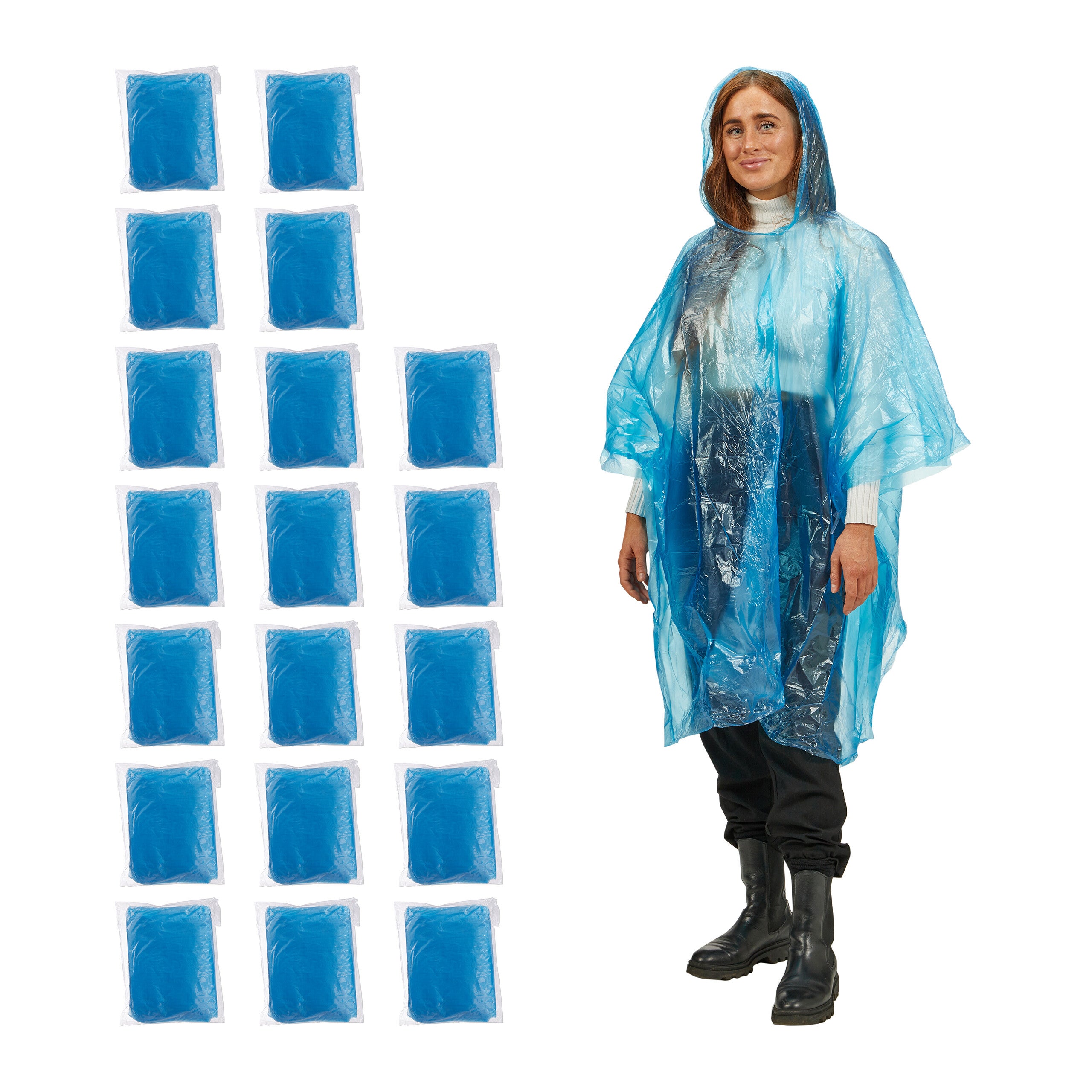 Lot De 4 Ponchos De Pluie Jetables - Capuche Et Manches - Imperméables Adultes Urgence