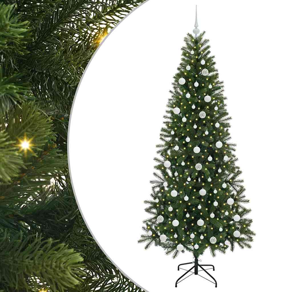 Sztuczna choinka z 300 diodami LED Zielony 210 cm PE i PVC
