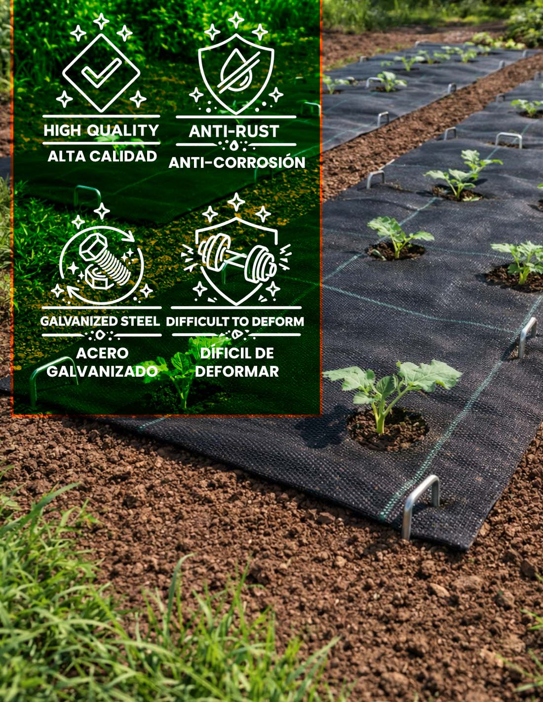 JARDIN202 - Grapas Piquetas de Jardín 150x30mm | Acero Galvanizado Anticorrosión con Arandelas para Malla Antihierba y Césped Artificial | 50 unidade - 4