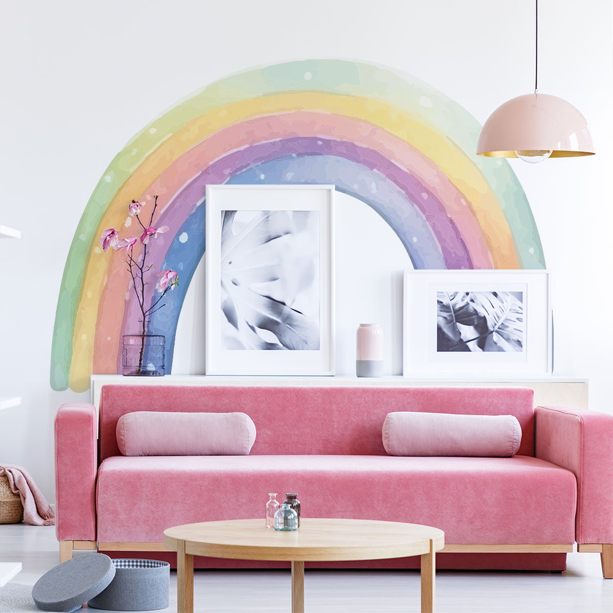 Papel pintado prepegado arcoíris - adhesivo de pared - revestimiento sticker mural decorativo - l-h125xl90cm