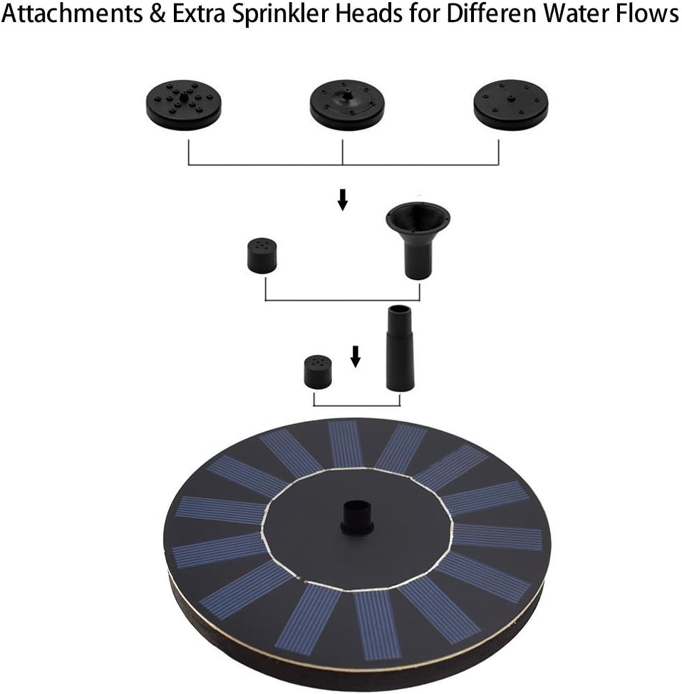Fontaine Solaire, Pompe De Flottante avec 4 Buses De Pulvérisation pour Différents Débits d'eau, Idéale pour Les Bains d'oiseaux (1.4w) - 3