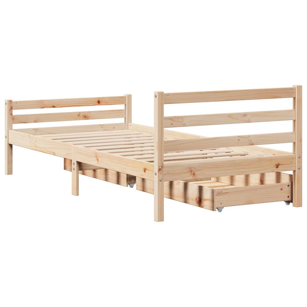 Lit Adulte | Lit simple | Cadre de lit sans matelas 100x200 cm bois massif de pin CFW83426 - 6