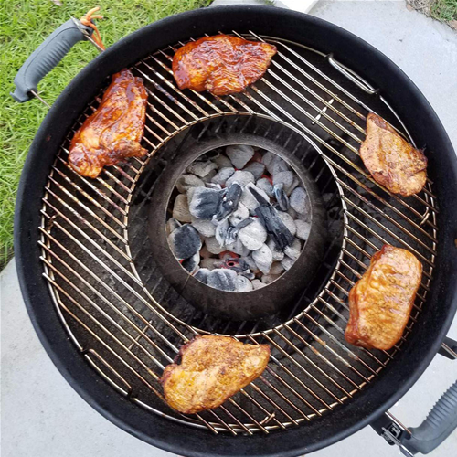 Griglia Rotonda Barbecue Acciaio Inox 54,5cm - Per Weber 57cm Con Maniglia E Pinze - Foto 7