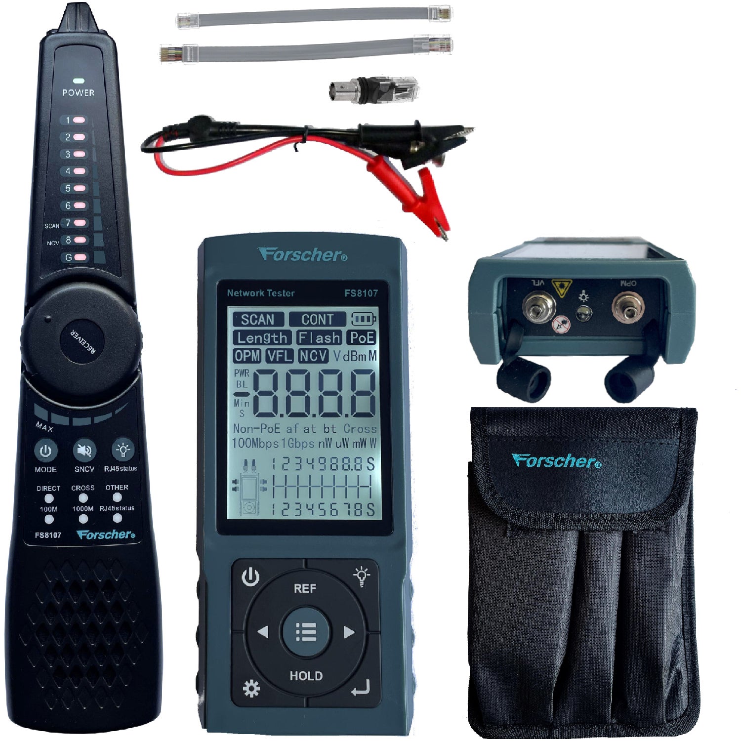 FORSCHER FS8107 ZAAWANSOWANY TESTER SIECI INTERNETOWEJ LAN RJ45 POMIAR PoE