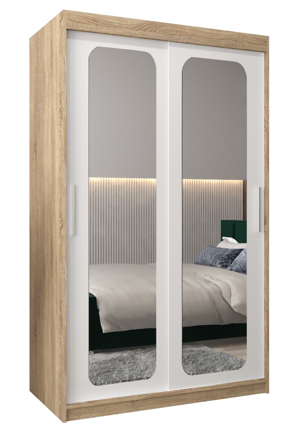 Szafa przesuwna garderoba PROMO T3 120 x 62 x 200 cm Sonoma + Biały - Abiks Meble